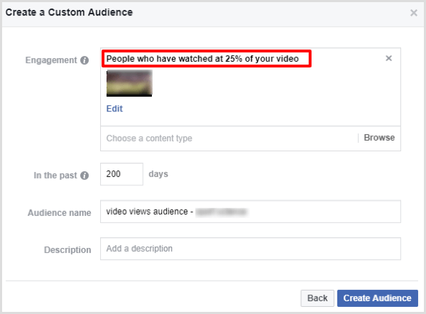 facebook oprette video engagement brugerdefineret publikum
