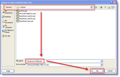 Sådan opretter du PST-filer ved hjælp af Outlook 2003 eller Outlook 2007