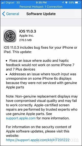 Apple iOS 11.0.3 - Apple frigiver en anden mindre opdatering til iPhone og iPad