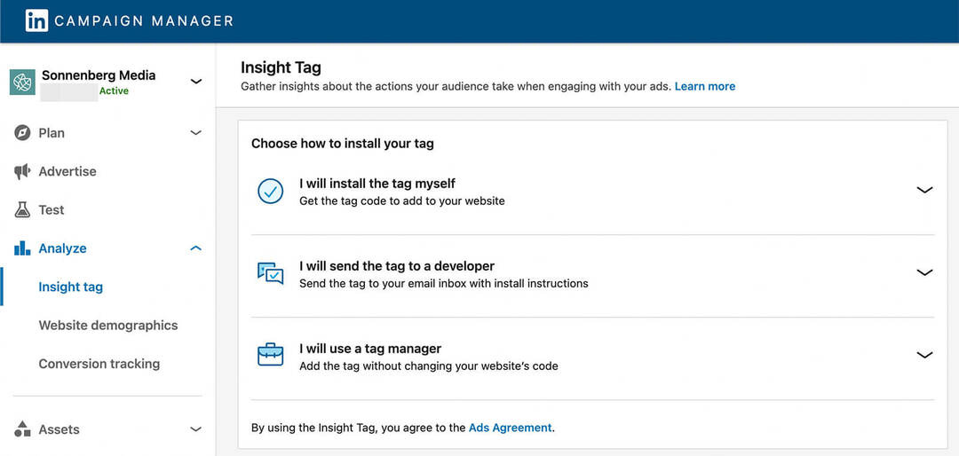 how-to-linkedin-campaign-manager-analyze-reklame-resultater-sonnenberg-media-step-1