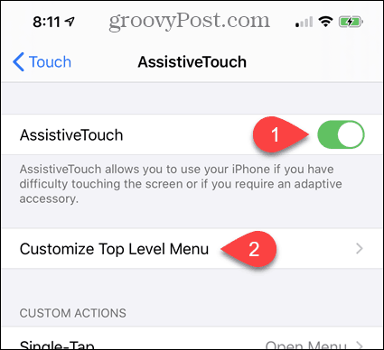 Tænd for AssistiveTouch i iPhone-indstillinger