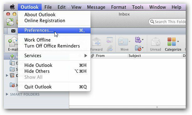 Indstillinger for Outlook Mac