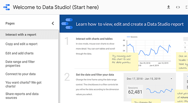 Sådan kommer du i gang i Google Data Studio, tip 1