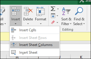 indsæt række-eller-celle i Excel