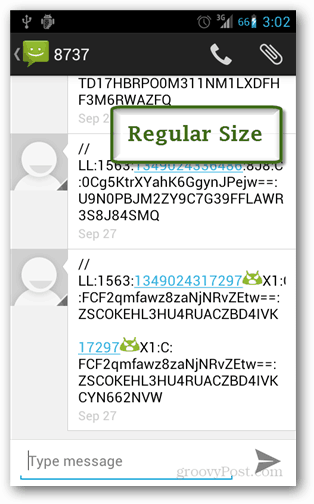 android almindelig størrelse tekst