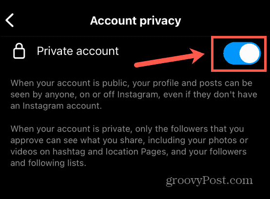 instagram slå privat til