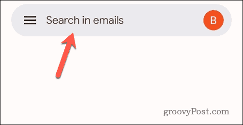 Tryk på søgelinjen i Gmail mobil