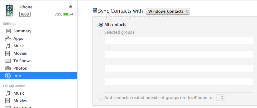 synkronisere iphone-kontakter til windows-kontakter ved hjælp af iTunes