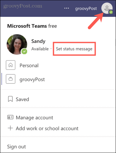 Angiv en statusmeddelelse i Microsoft Teams