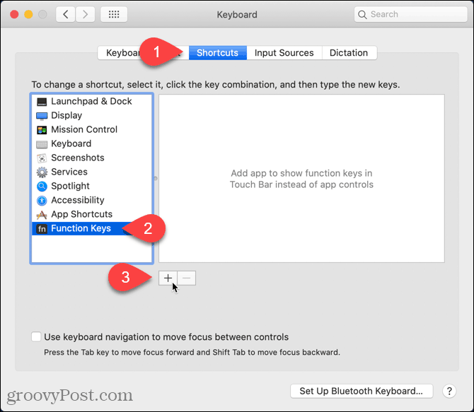 Klik på plus-ikonet på skærmen Mac genveje