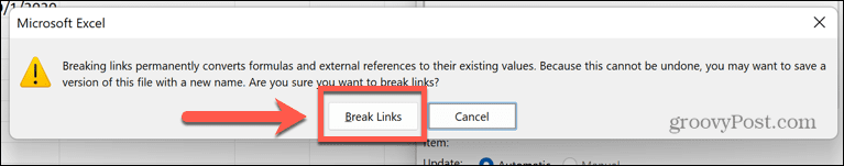 excel break links