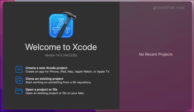 xcode startskærm