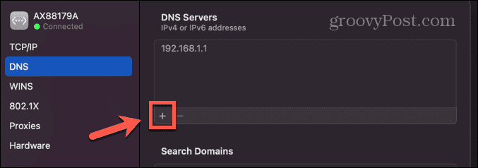mac tilføje dns server