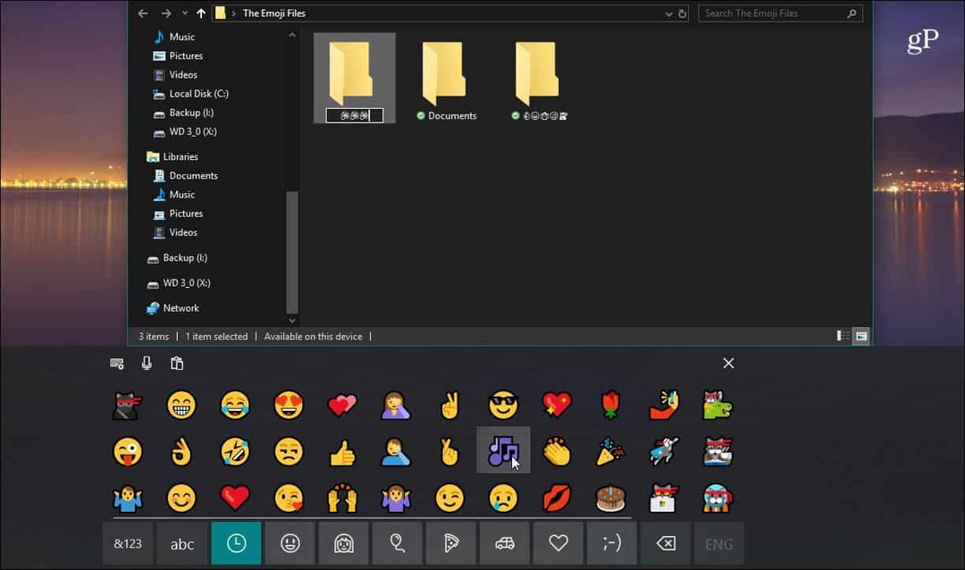 Tryk på Keyboard Emoji File Explorer