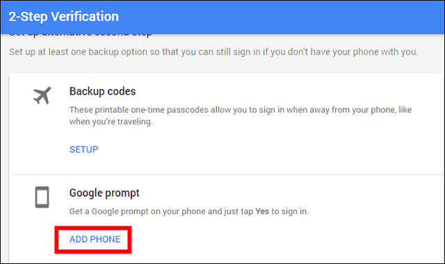 Google 2-trins verifikationsprompt