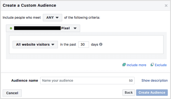 Facebook oprette brugerdefineret publikum