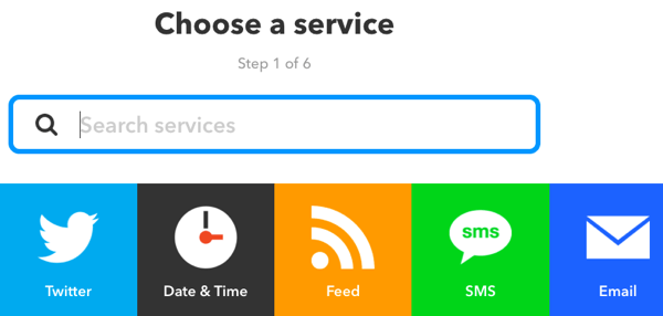 Vælg en tjeneste til din IFTTT-applet.