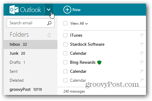 Outlook-menu
