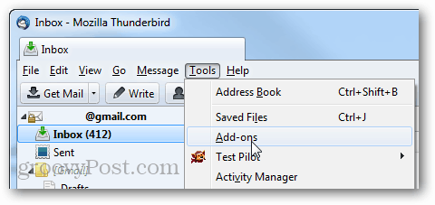 thunderbird-værktøjer> tilføjelser
