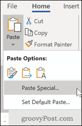 Word Paste Special mulighed