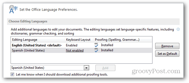 Sådan tilføjes yderligere sprog til Office 2013