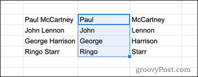 Udfyldte data i Google Sheets