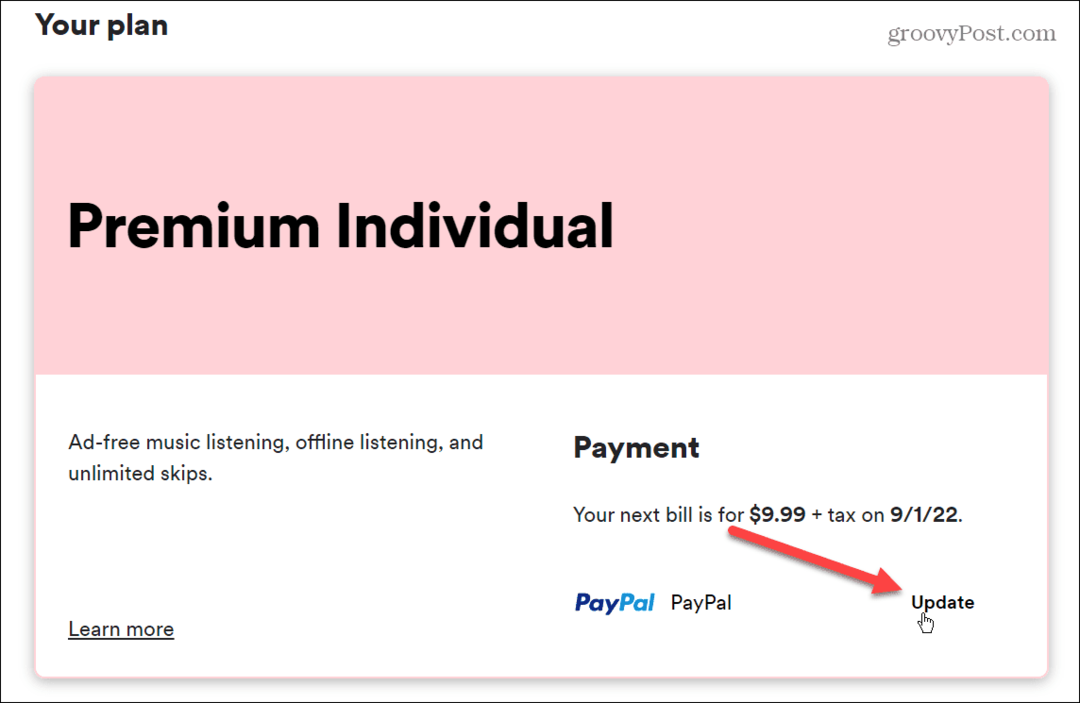 Sådan ændres betalingsmetode på Spotify