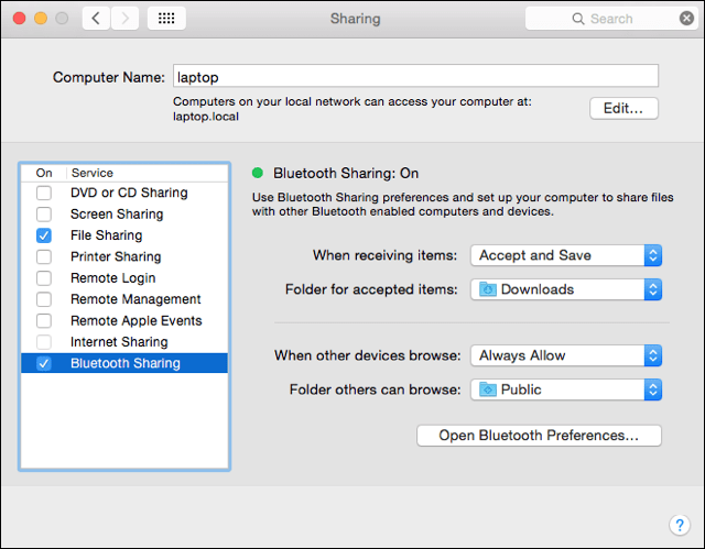 Bluetooth-deling på Mac