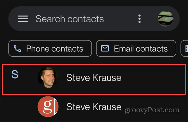 vælg kontakt google kontakter
