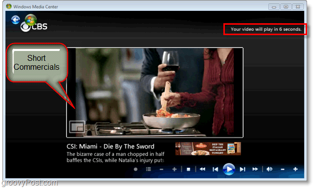 Windows 7 Media Center - nyd korte reklamer