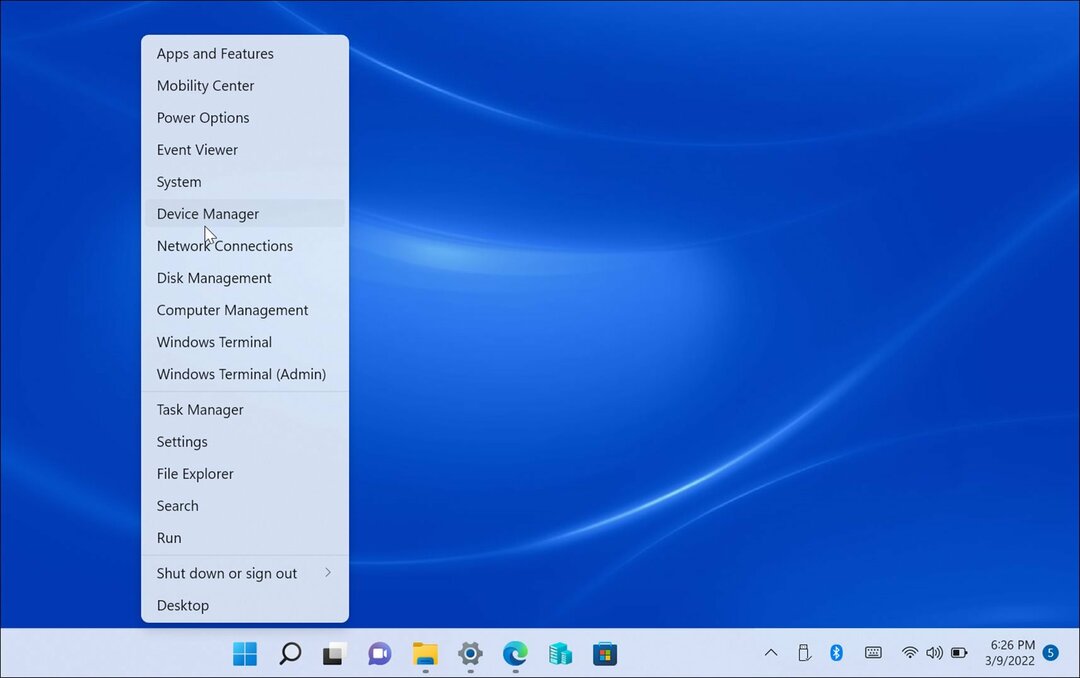 enhedshåndtering windows 11 menu