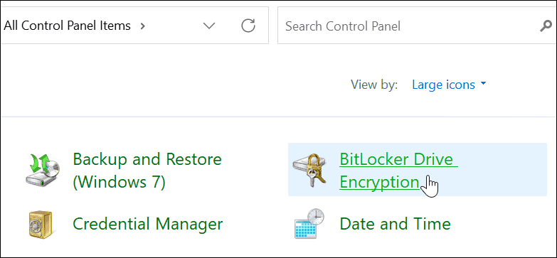 BitLocker Security kontrolpanel