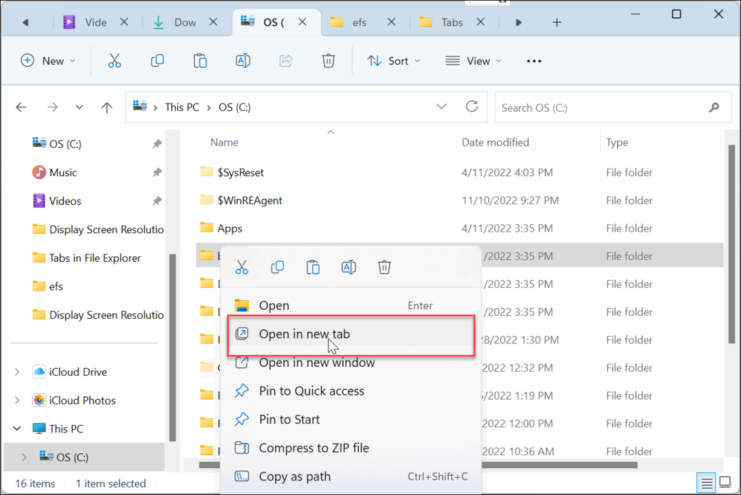 Brug faner i Windows 11 File Explorer