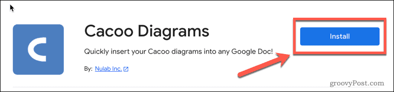 Installation af cacoo-tilføjelsen i Google Docs