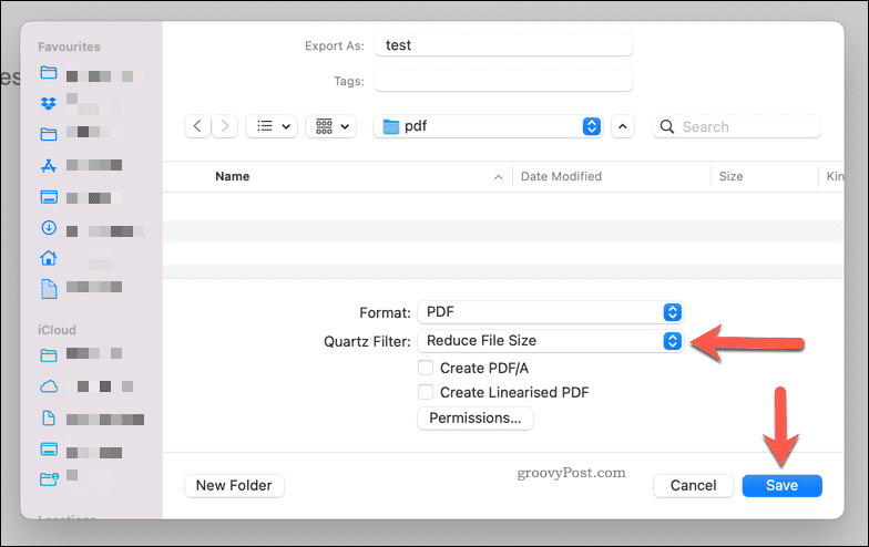 Reduktion af en PDF-filstørrelse ved hjælp af Preview på Mac