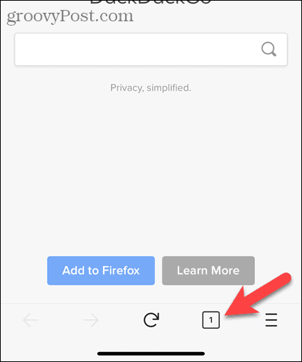 Tryk på faneknappen i Firefox til iOS