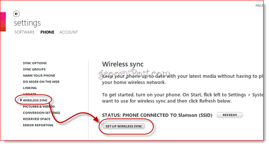 Windows Phone 7 Wireless Sync med Zune