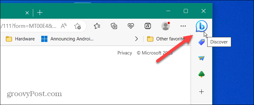 Fjern Bing Chat-knappen fra Microsoft Edge