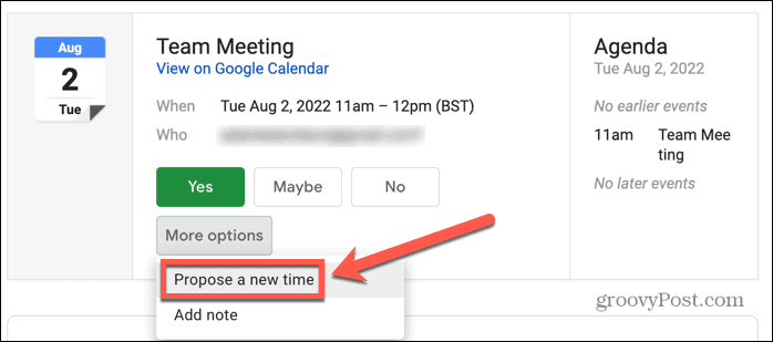 google kalender gmail foreslår ny tid