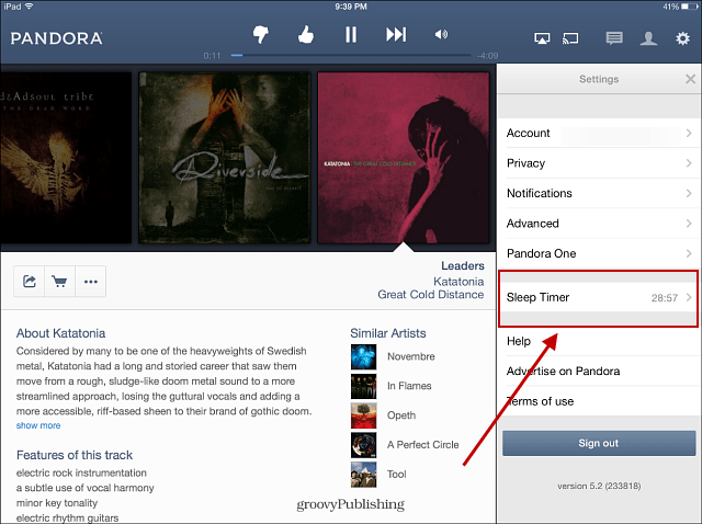 Pandora tilføjer Sleep Timer-funktion til iPad