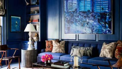 Hvordan bruger man blå i stue og soveværelser?