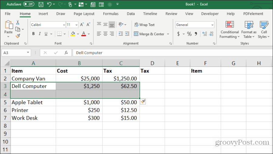 indsæt tomme celler i Excel