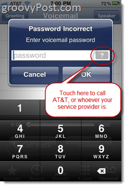 iPhone-fejl MEssage "Adgangskode forkert indtast adgangskode til stemmemail"