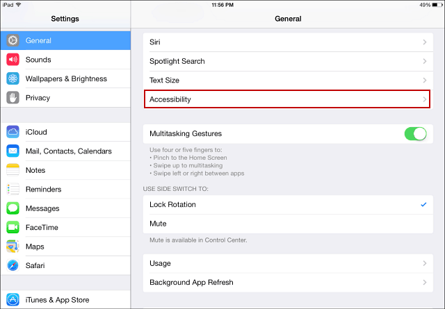 iOS 7 Tilgængelighed