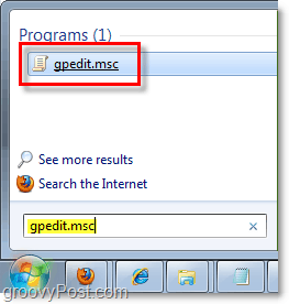 adgang til gruppepolitisk editor (gpedit.msc) fra Windows 7 start orb (menu)