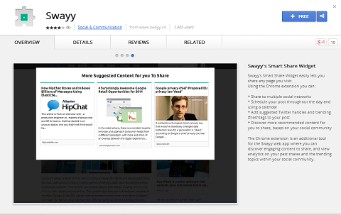 Swayy har også en Google Chrome-udvidelse, der gør det let at dele indholdsopdagelser.