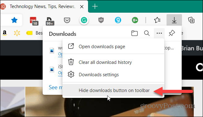  skjul downloads-knappen