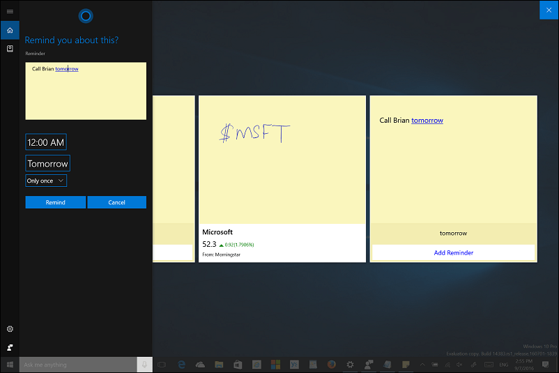 Tip om opdatering til Windows 10-jubilæum: Brug farvning med sticky notes og Cortana