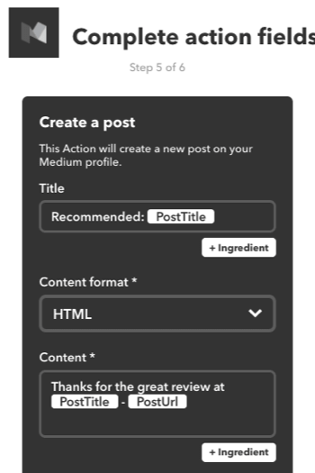 Du kan også oprette en IFTTT-applet for at anbefale et indlæg fra Medium på din egen Medium-konto.