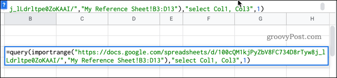 komplet formel i google sheets